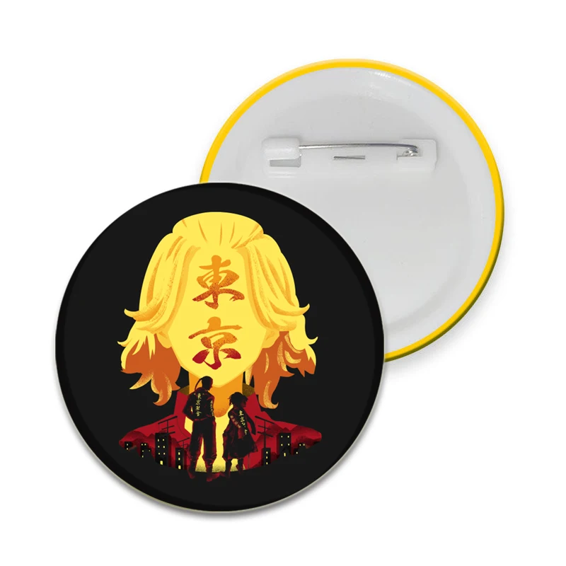 58MM Hot Anime Tokyo Revengers Pins Tinplate Badge DIY Custom Cartoon Brooch Pin for Fans Collecte Gifts Decorative Clothes