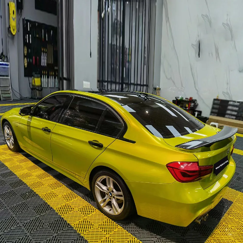 Lemon Yellow Iridescent Vinyl Wrap Car Wrap - Most Realistic Carbon Fiber Look Paint Colors for Vehicle Transformation