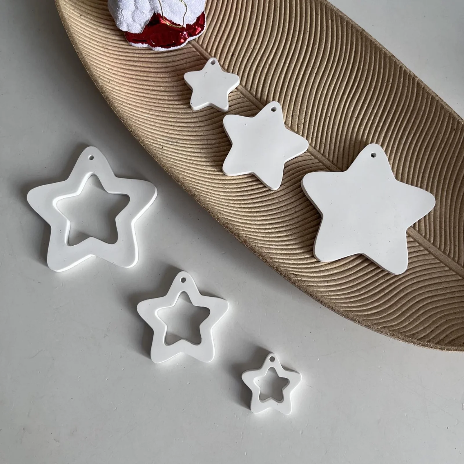 Christmas Hanging Ornament Molds Christmas Star Heart Christmas Tree Socks Plaster Mold Xmas Tree Pattern Pendant Silicone Mould