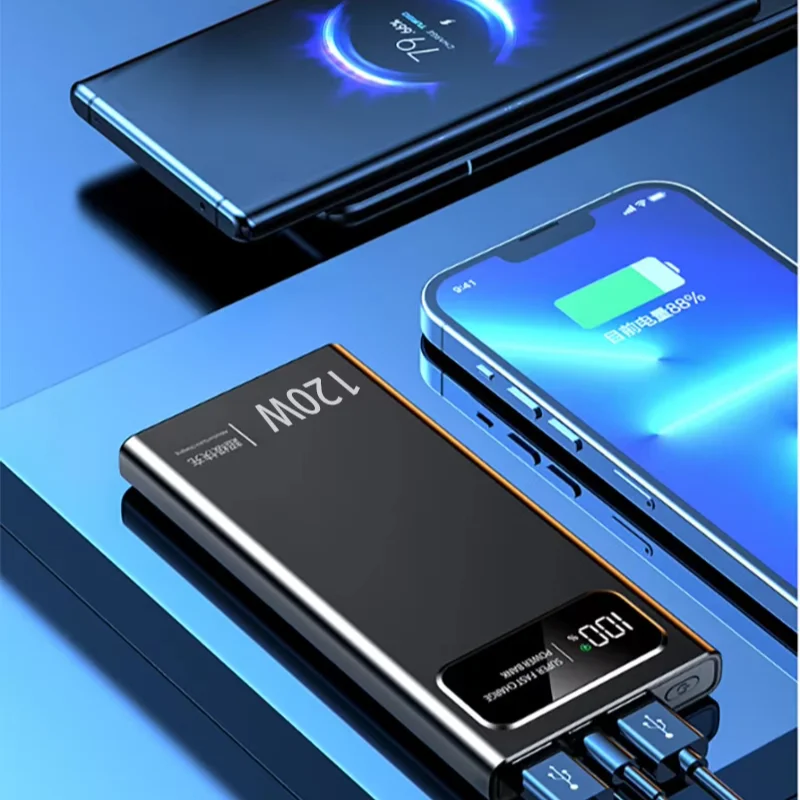 

Внешний аккумулятор Lenovo 200000 мАч 120 Вт с супербыстрой зарядкой, высокой емкостью и цифровым дисплеем для iPhone Samsung 2026