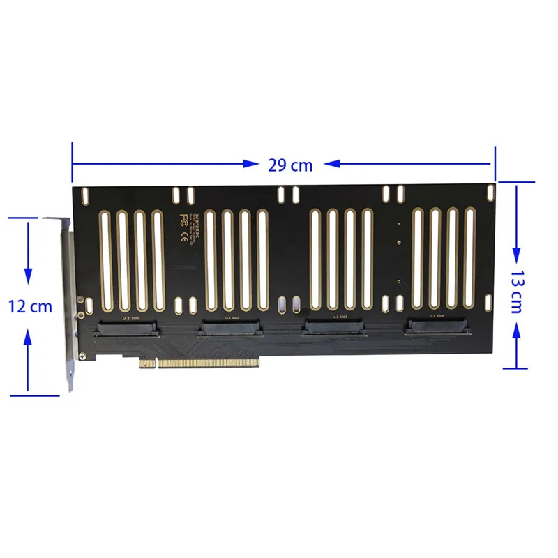 U. SSD to PCIe Disk Array Adapter Card, 2 SFF-8639, 4-disk, 3.0, 4.0x16, U2