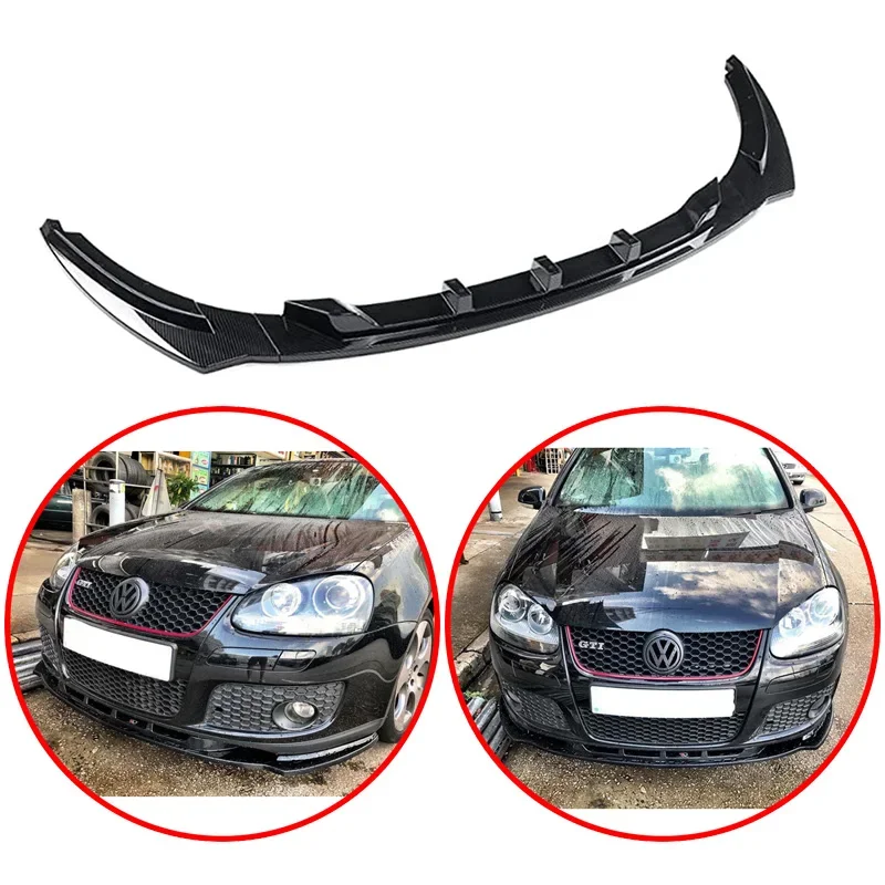 For Volkswagen VW Golf 5 MK5 GTI 2004 To 2009 GT Replacement Front Bumper Lip Spoiler Glossy Black Or Carbon Fiber Look Body Kit