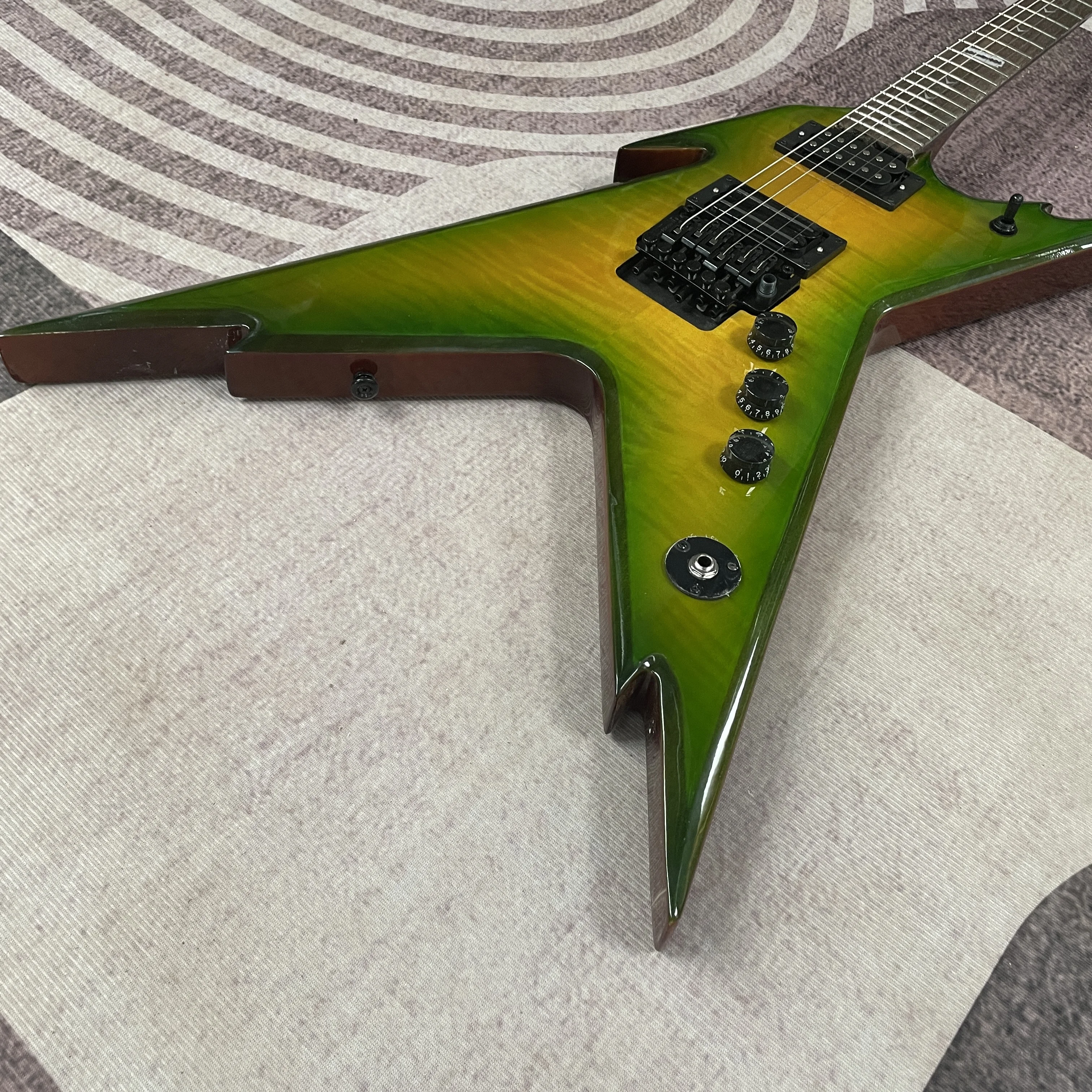 Electric Guitar with Yellow and Green Gradient Color at the Corners, 22-Fret Rosewood Fingerboard Guitars, Electric Guitarra Wit