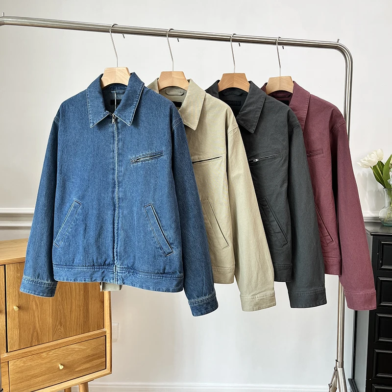 

Couples Sle Loose Versatile Retro Workwear Denim Jaet Collared Try Room Detroit Jaet ort Outerwear Ladies Premium
