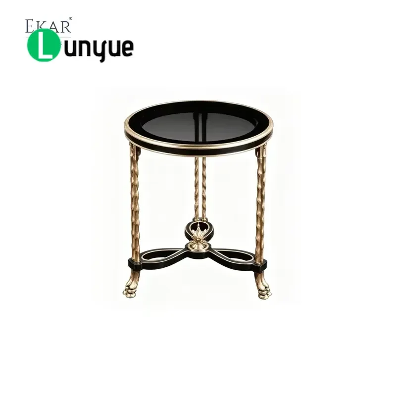 Noir Royale Gold Plated Side Table Luxury French Classic Style Elegant Metal End Table for Living Room Bedroom Sofa Corner