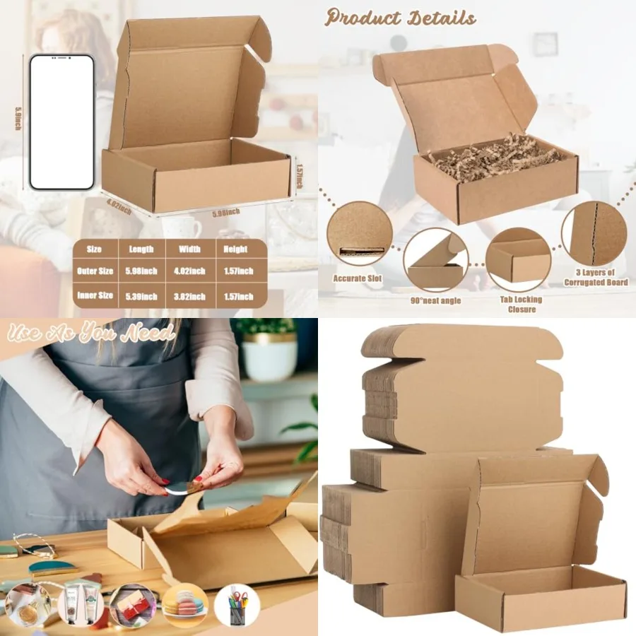 

100 Pcs Inch Shipping Boes Corrugated Cardboard Boes Mailing Packaging Boes for Packing Moving Storage Small Items Small Shippi