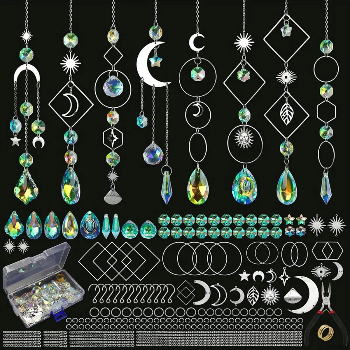 2026 New Tool Sun Catcher Kits for Adults,228pcs DIY Making Supplies with Crystals,Arts and Crafts for Hanging Ornaments A