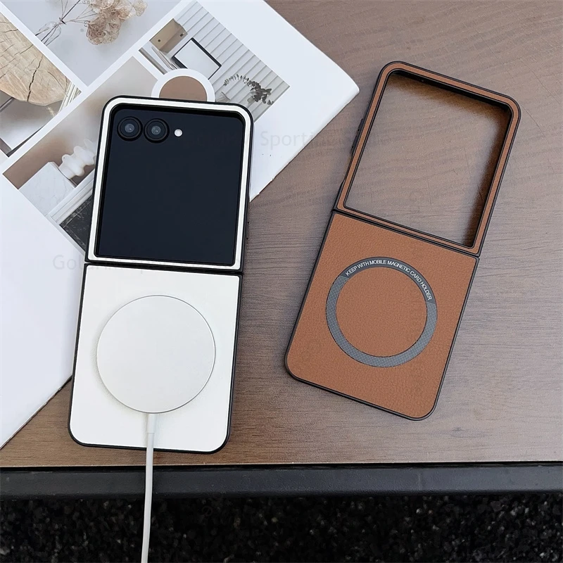 

Phone Cover For Motorola Razr 60 Ultra For Magsafe Phone Leather Case For Moto Razr 50 40 Ultra Wireless Charging Magnetic Cover