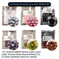 5A Various Color Loose Cubic Zirconia Stones Round Brilliant Cut 1.0mm-10.0mm Synthetic Gems for Jewelry DIY Clear Faceted CZ