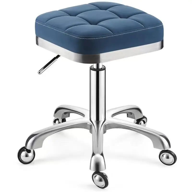 Factory Supply Modern Adjustable Swivel Rolling Style Square Barber Stool PU Material Salon Barbers Stylist Office Chair