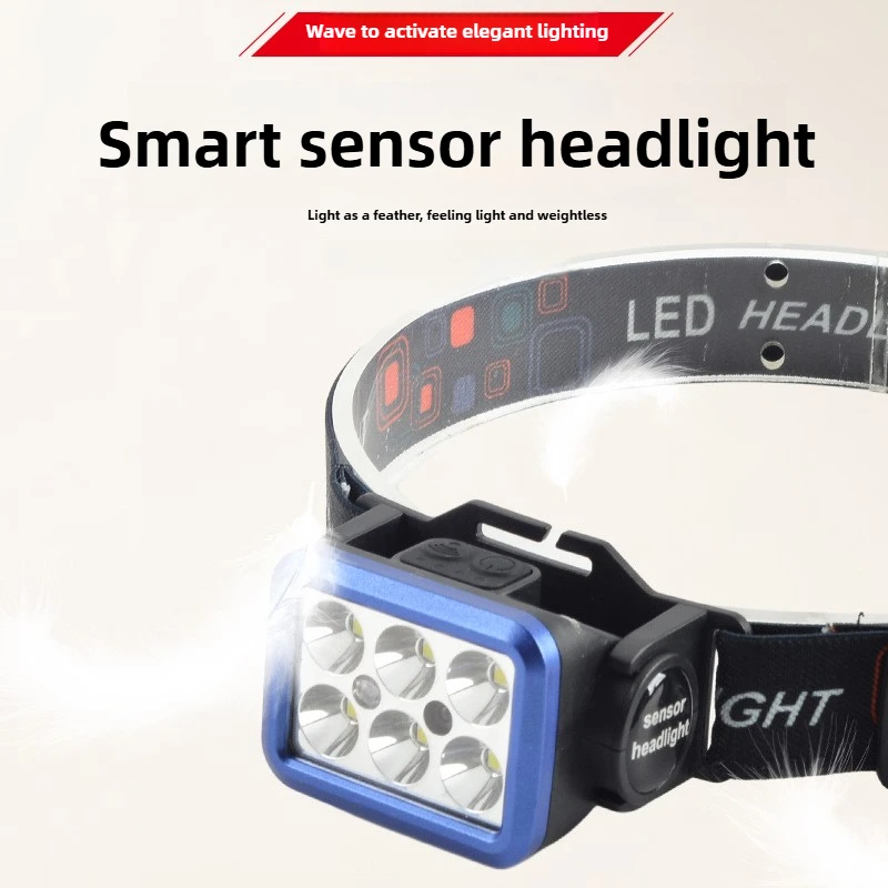 LED Sensor High-Brightness Headlamp Type-C Rechargeable Night Running Fishing Lightweight Mini Headlamp Long Battery Life