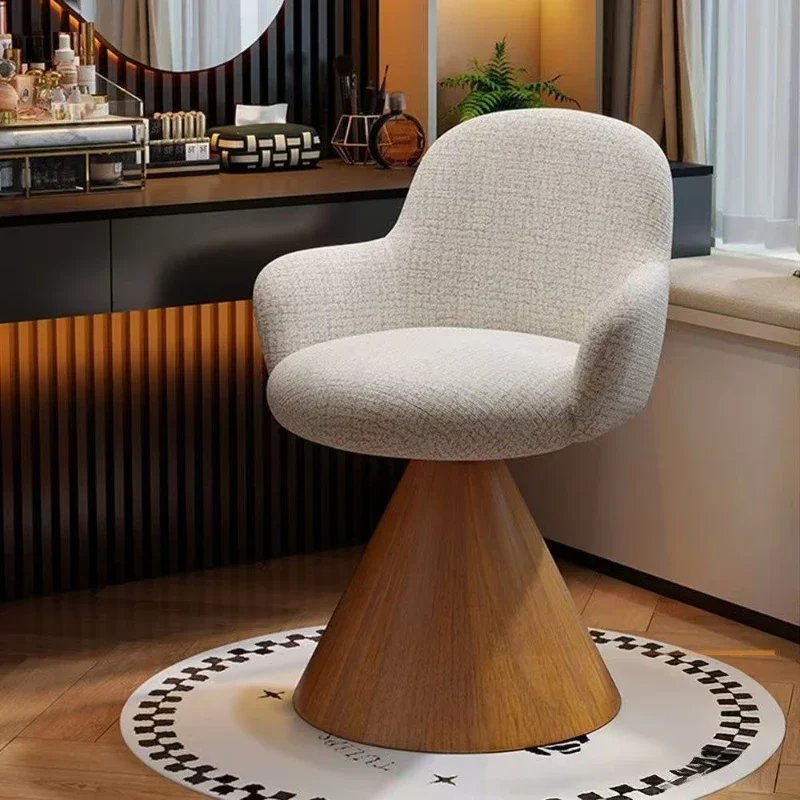 Cream wind rotatable makeup stool household bedroom dresser backrest stool light luxury style dressing stool makeup stool