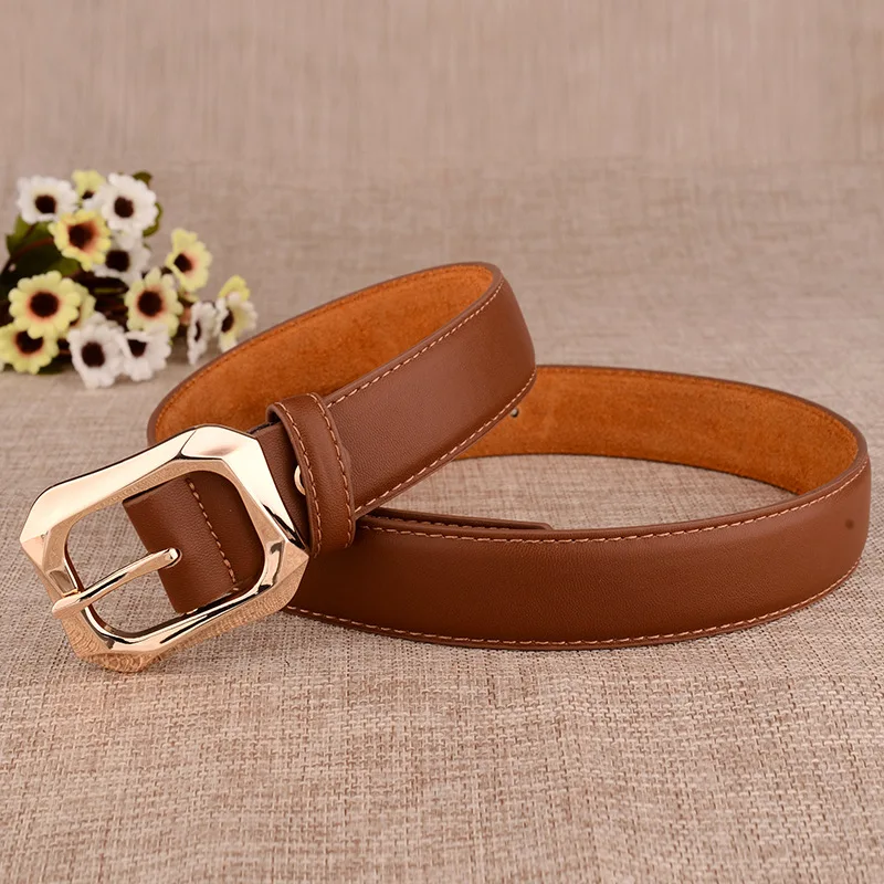

2022 New Alloy Pin Buckle Belt for Woman Versatile Casual Waistband Leather Velvet Bottom Luxury Jeans Women's Belt