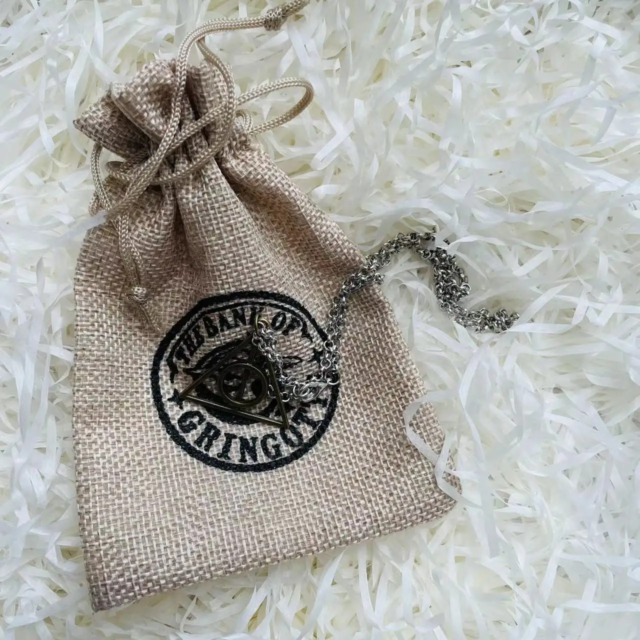 With Free Sack Death Logo The Deathly Triangle Pendant Neck Wear Halloween Easter Thanksgiving Christmas Gift Collection