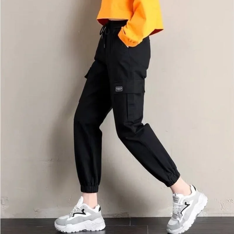 Cropped Harem Trousers for Women High Waist Women's Summer Y2k Cargo Pants Hot Casual Black Korean Style Fashion Trendeez Khaki