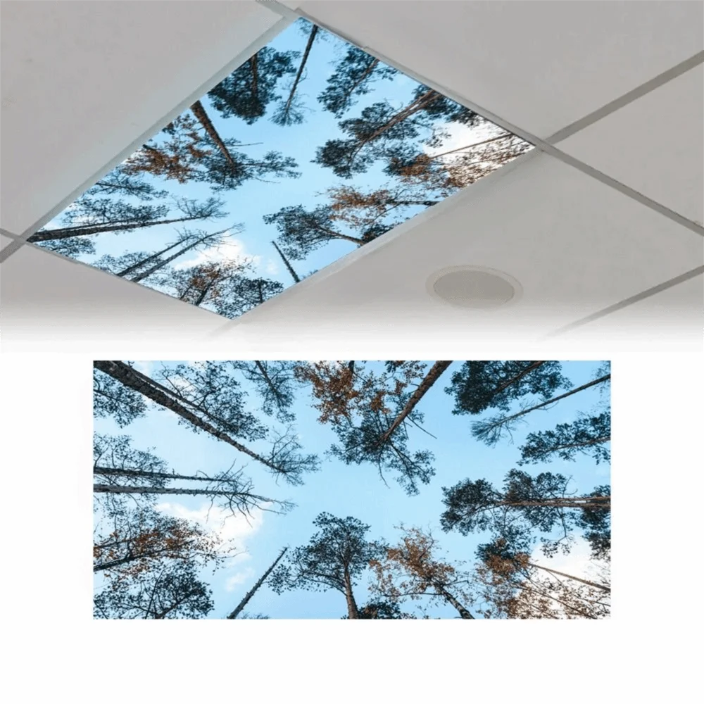 120*60cm Lampshade Anti-glare 15 Styles Fluorescent Light Covers Forest with 10 Magnetic Buckles Magnetic Light Filters Offices