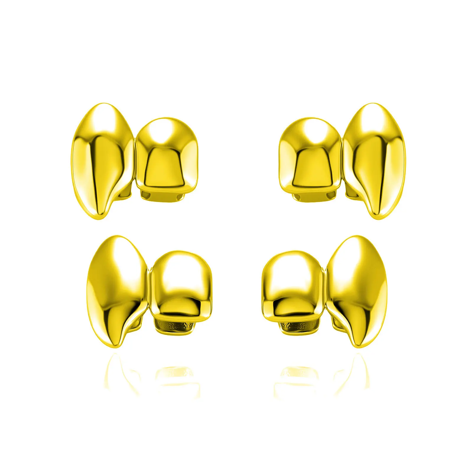Smooth Vampire Fang Grillz Teeth Jewelry Set Gold Color Sharp Tooth Cover Gothic Hip Hop Halloween Mouth Accessories