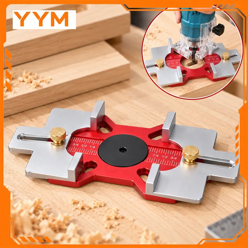 YYM Woodworking 2-in-1 Slotted Invisible Fastener Bracket Router Base Mortising Jig Trimmer Woodworking Cutting Tool