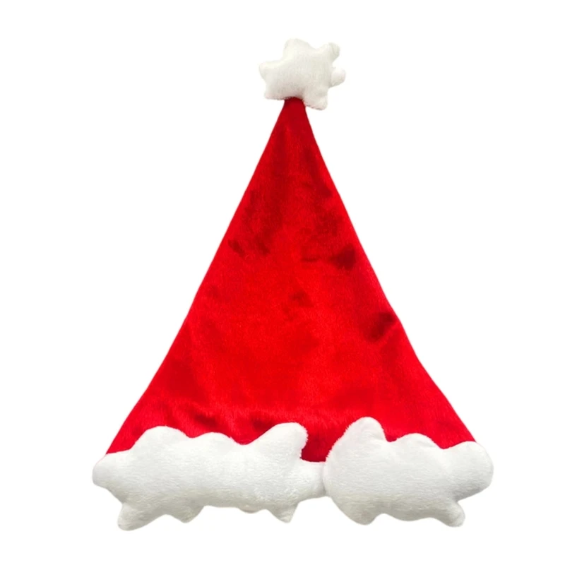 

Plush Christmas Santa Hat with White Brim for Holiday Parties Giving Love New Year Party Cosplay Accessories