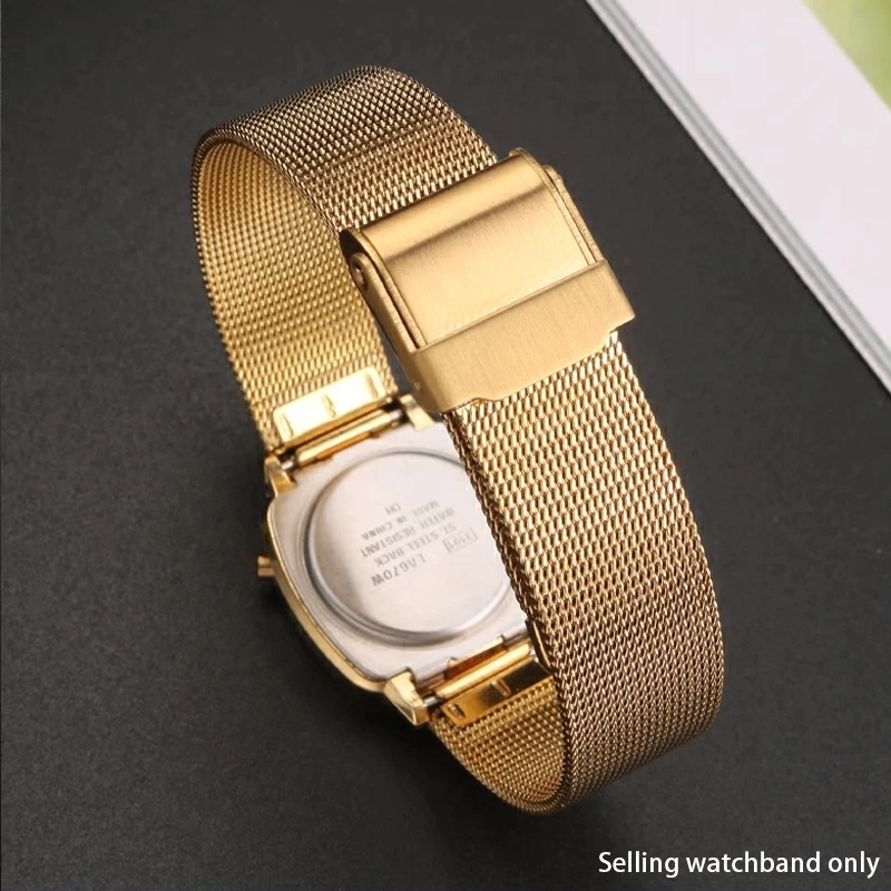 Vintage Small Square Metal Watchband for CASIO A159w-n1 A158WA LA680 /690 Strap Stainless Steel Bracelet Milan Webbing 13/14/18/