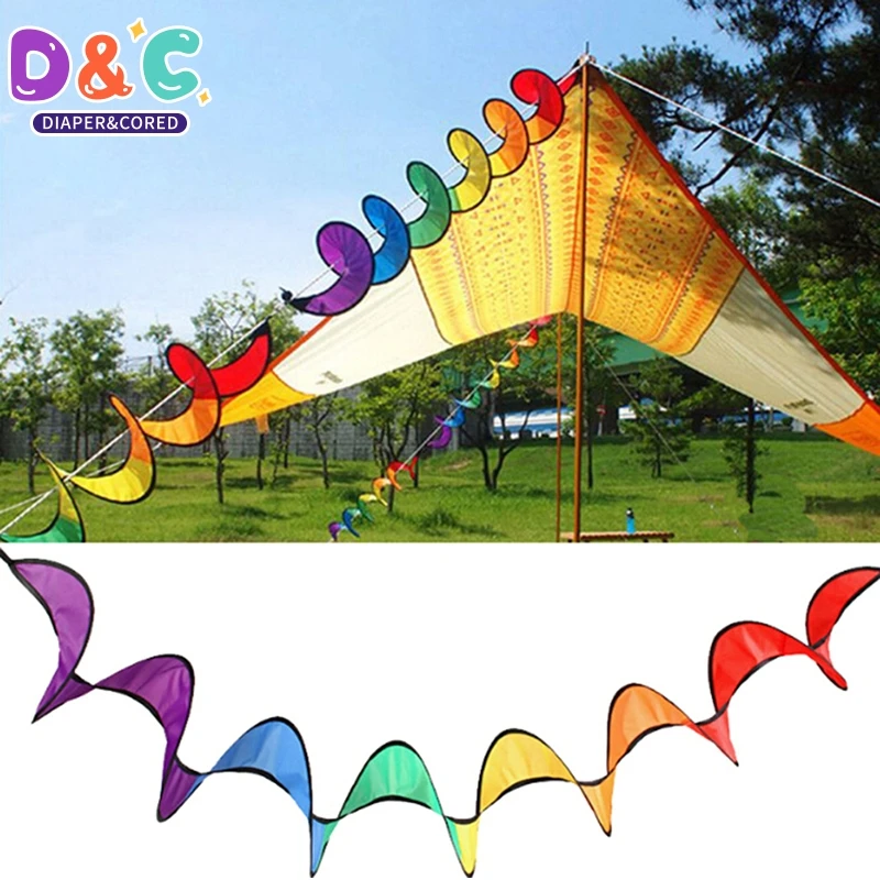 Kleurrijke Outdoor Kamp Vlaggen Camping Tent Opvouwbare Spiraal Windmolen Windspinner Kamp Gorzen Decoratie Reizen Kid Home Ornament