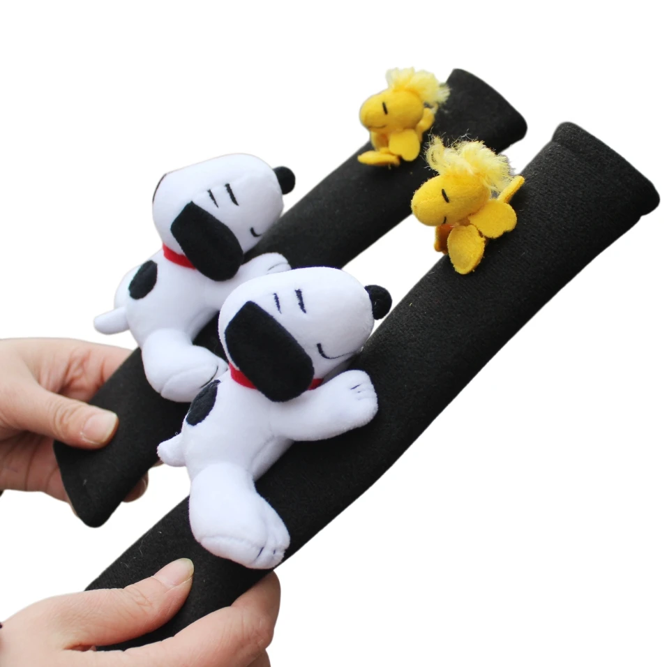 1piece Peanuts Snoopy Seat Belt Accessories Universal Auto Seatbelt Shoulder Children Kids Plush Car Shoulder Cushion Toys