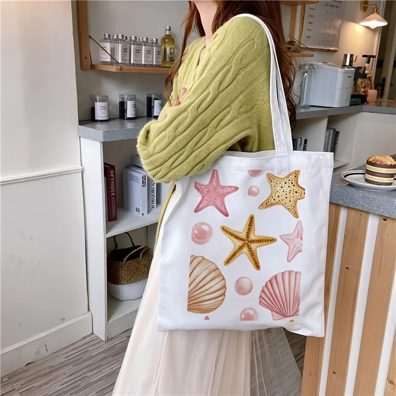 Cute Cartoon Avocado with Heart Canvas Tote Bag Women Shopping Bag Kawaii Fruit Print Shoulder Handbag Student Book Bag Gift
