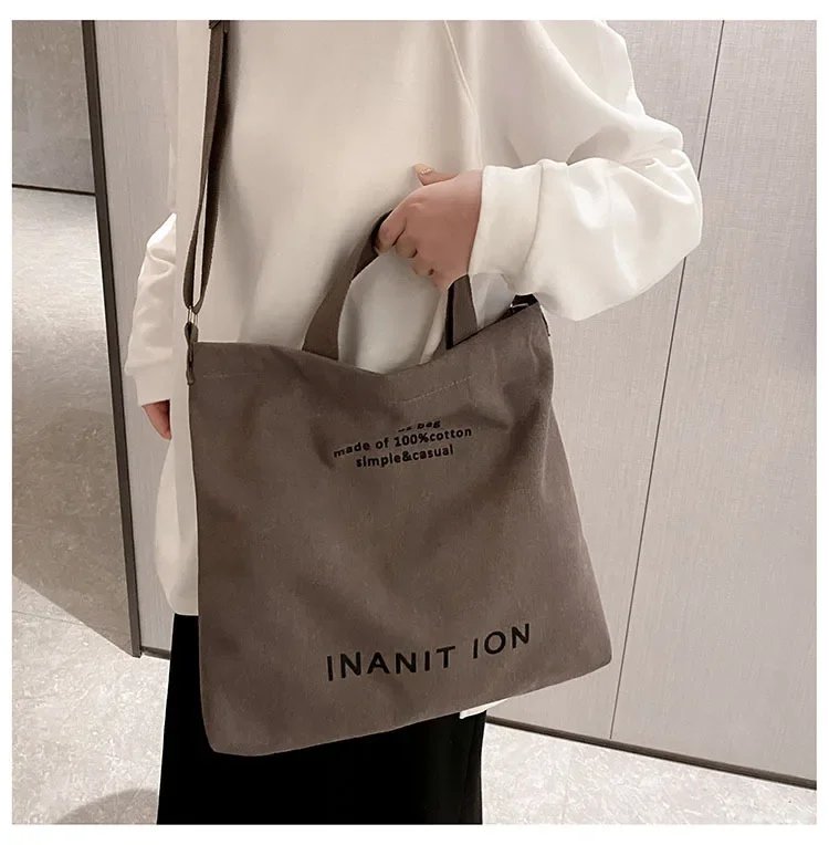 Waschbare, dicke Handtasche, modische Tasche mit großem Fassungsvermögen, japanische einfache Canvas-Umhängetasche, Unisex-Umhängetasche für Studenten, für den täglichen Gebrauch – Detail 40