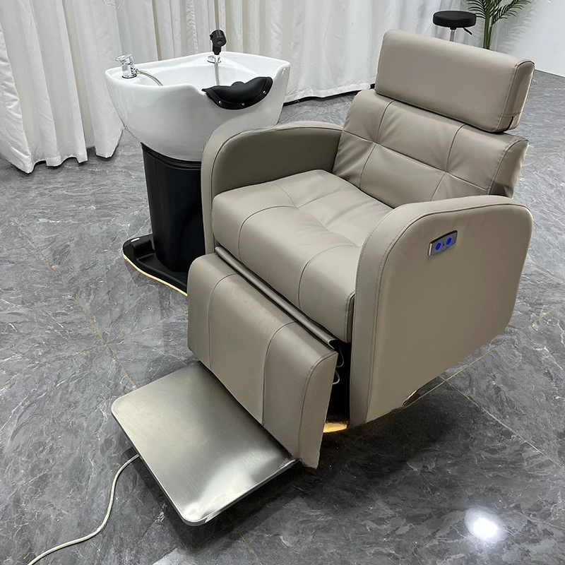 High-end barber shop multi-functional electric shampoo bed hair salon special semi-full lying shampoo and cutting