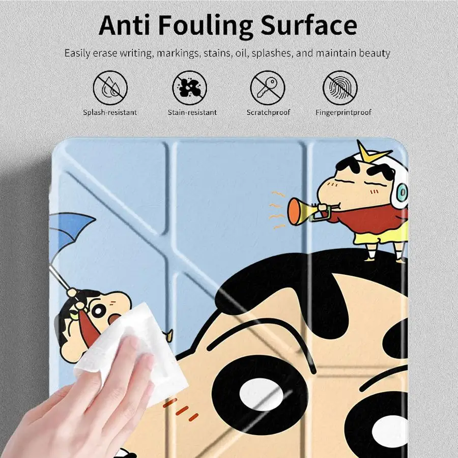 Shin-chan Y-Fold Cover Tablet Case For iPad Air 4 5 M3 M2 1 2 M4 11inch Pro 11th 10th 9th 8th 7th 12.9inch Pro 2025 Mini 6 7