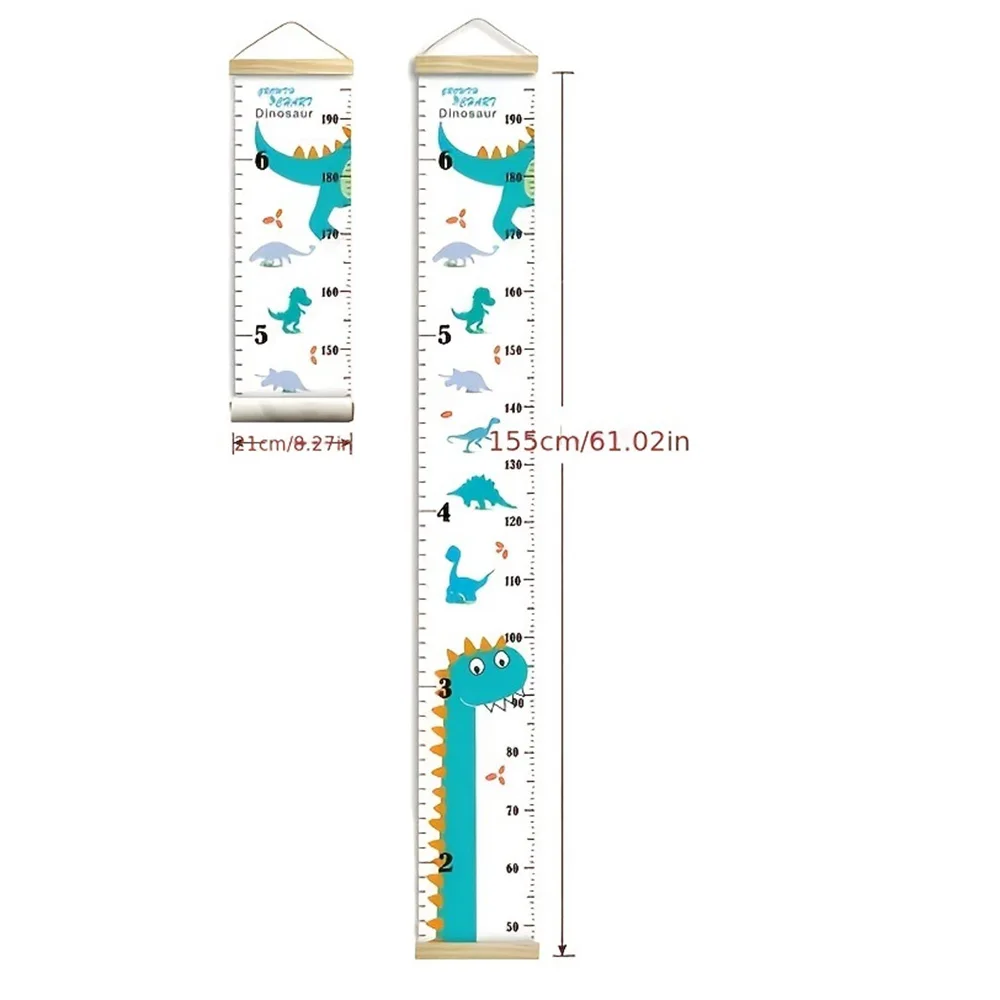 Children's Height Measurement Ruler for Wall Hanging, Cartoon Giraffe and Dinosaur Design, Wooden Hanging Height Chart, Suitable for Baby Room, Children's Room, and Home Decoration
