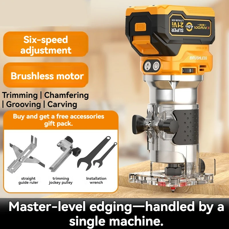 

Machine Trimmer 6 Gears Cordless Woodworking Engraving Slotting Milling Router (No Battery)