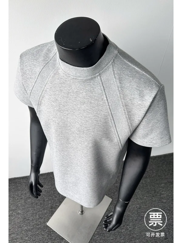Tshirt man 2026 casual American short-sleeved summer style solid color patchwork round o neck top XXXXXL men's clothing