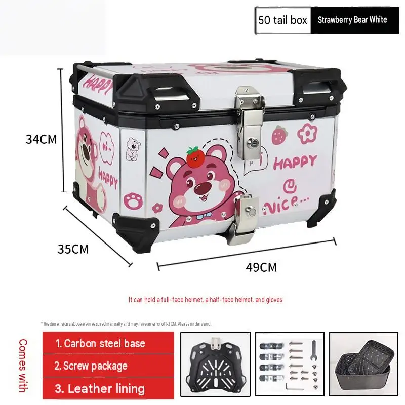 Fit ZONTES 150X 50L Aluminum Tail Box IP66 Watertight Storage Trunk Carbon‑Steel Base With Inner Liner Scooter Mod Parts