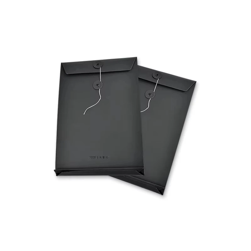 Custom black document file bags mailer envelope box with string and button paper envelopes