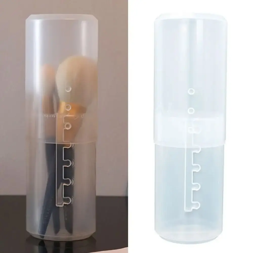 Transparent Makeup Brush Holder Adjustable Height Retractable Dustproof Toiletry Box With Lid Desktop Display Storage Cup view 4