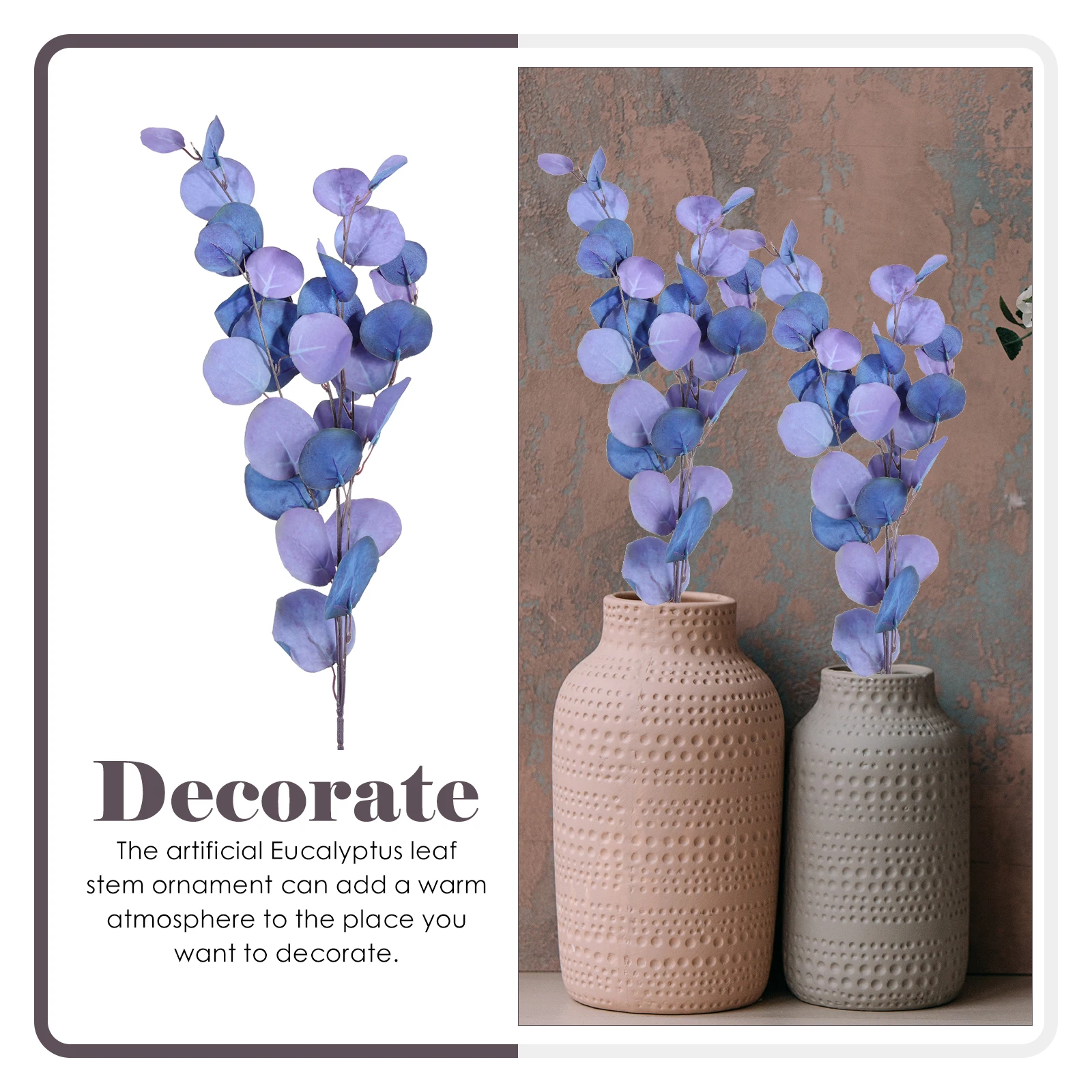 

2 Pcs Artificial Plant Leaves Festival Decorations Branches for Christmas Plants Silk Flower Eucalyptus Home