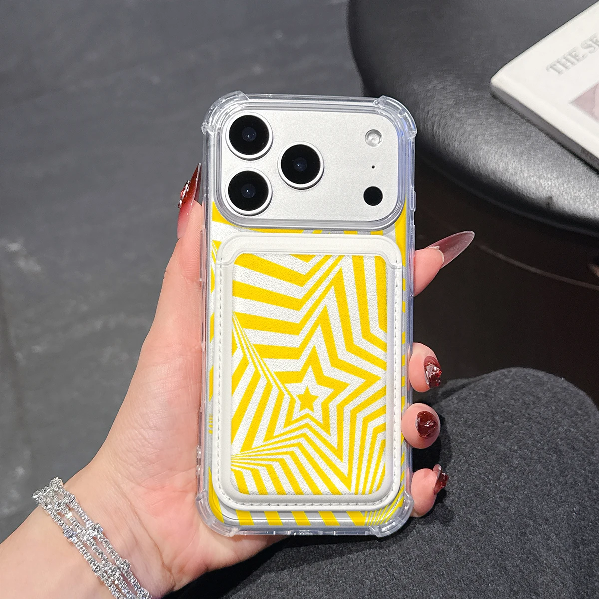 3D Star Phone Case For iPhone 17 16 15 14 13 Pro Max Plus Wallet Pocket Transparent Soft TPU for Magnetic Phone Case