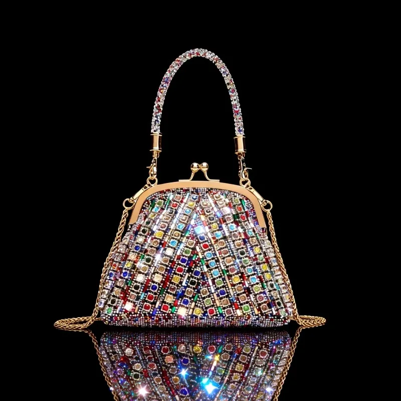 New Women's Banquet Bag Fashionable High-quality Women's Handbag with Diamond Inlay High-end Versatile Mobile Phone Storage Bag