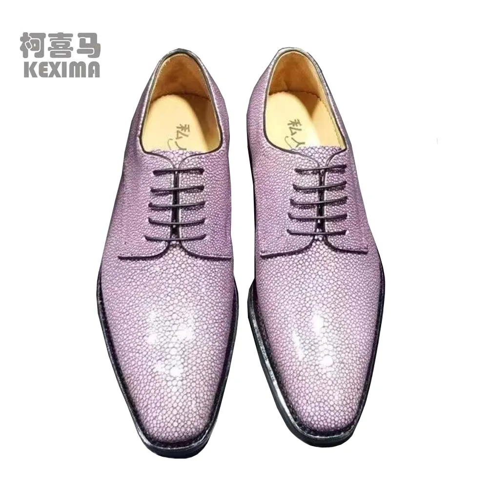 Pearl fish skin  shoes  male  fashion  business wedding shoes male formal shoes leather sole Real stingray skin male dress shoes