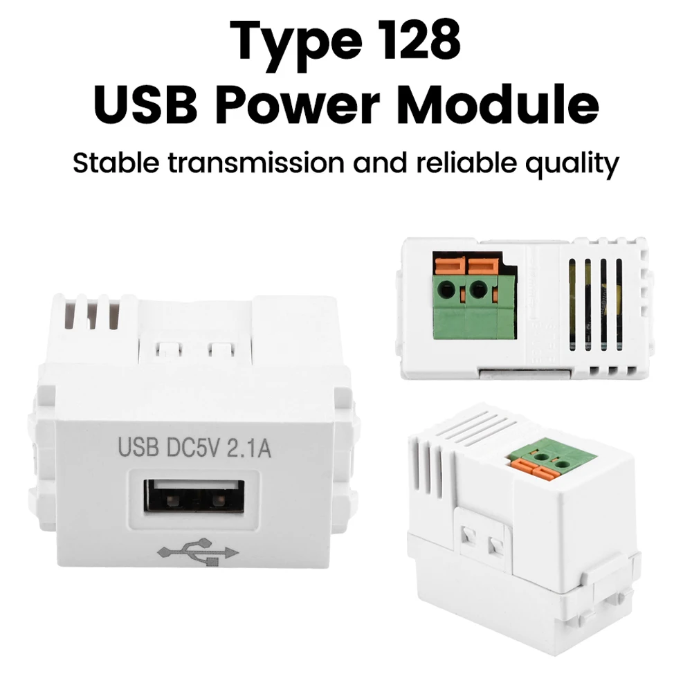 Type 128 USB Power Module 220V Socket 5V 2.1A Mobile Phone Charging Module Switch Adapter Transformer Charging Power Socket