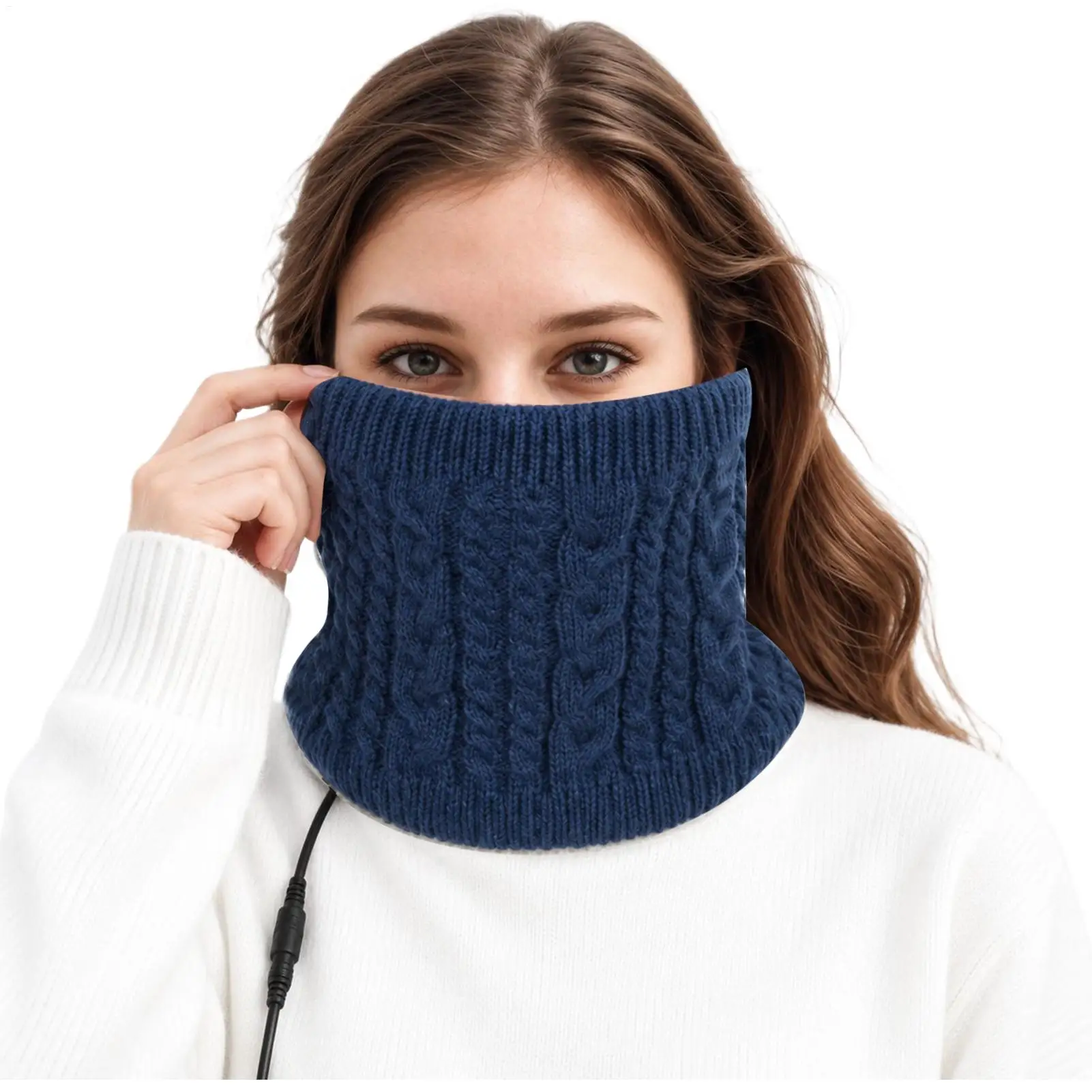 USB Heated Neck Gaiter 5 Heating Modes Knitted Winter Scarf Electric Neck Warmer for Cycling Skiing, Snowboarding Hiking