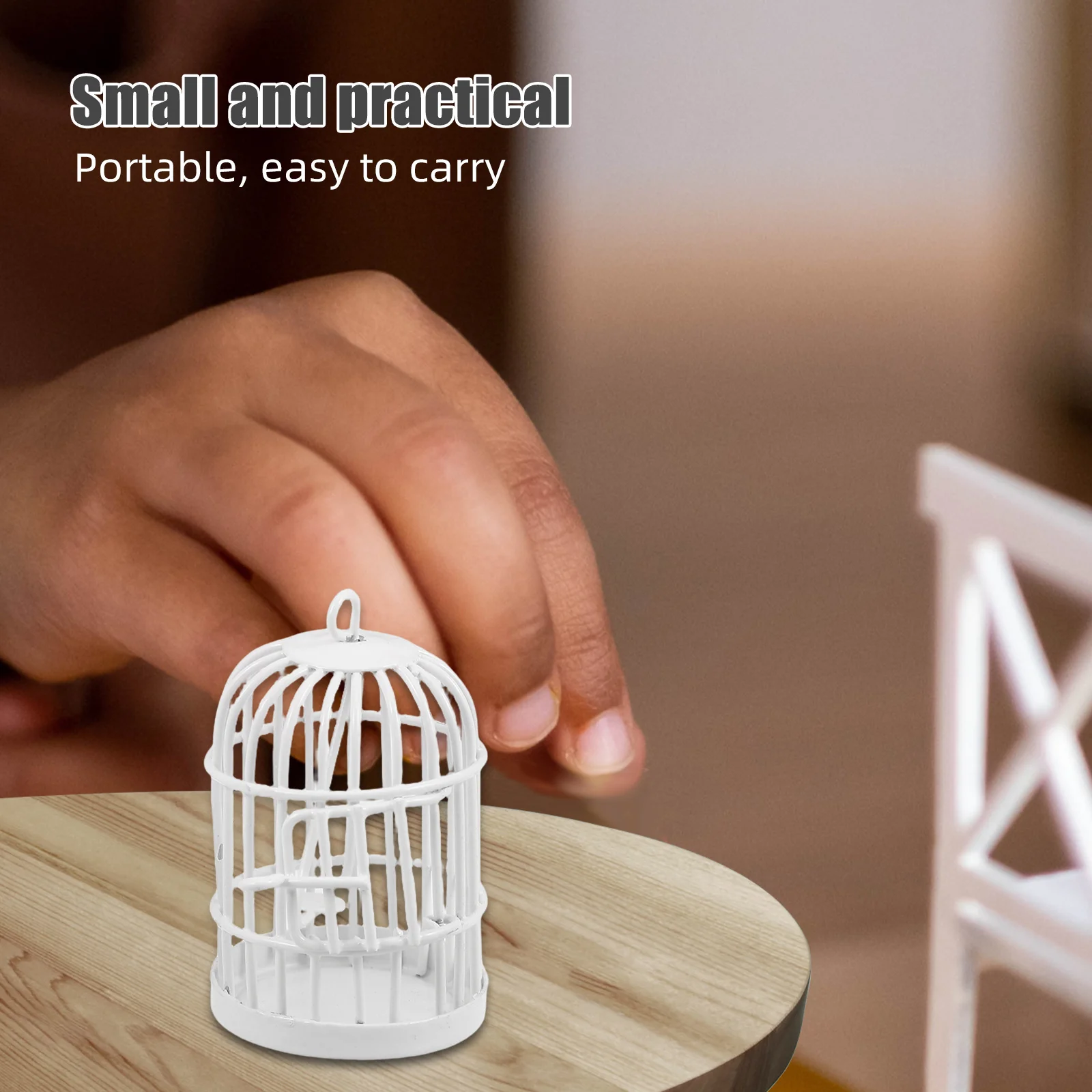 2 pezzi in miniatura in metallo con gabbia per uccelli, porta sospesa in filo cavo vintage per la decorazione della casa delle bambole da giardino fatato