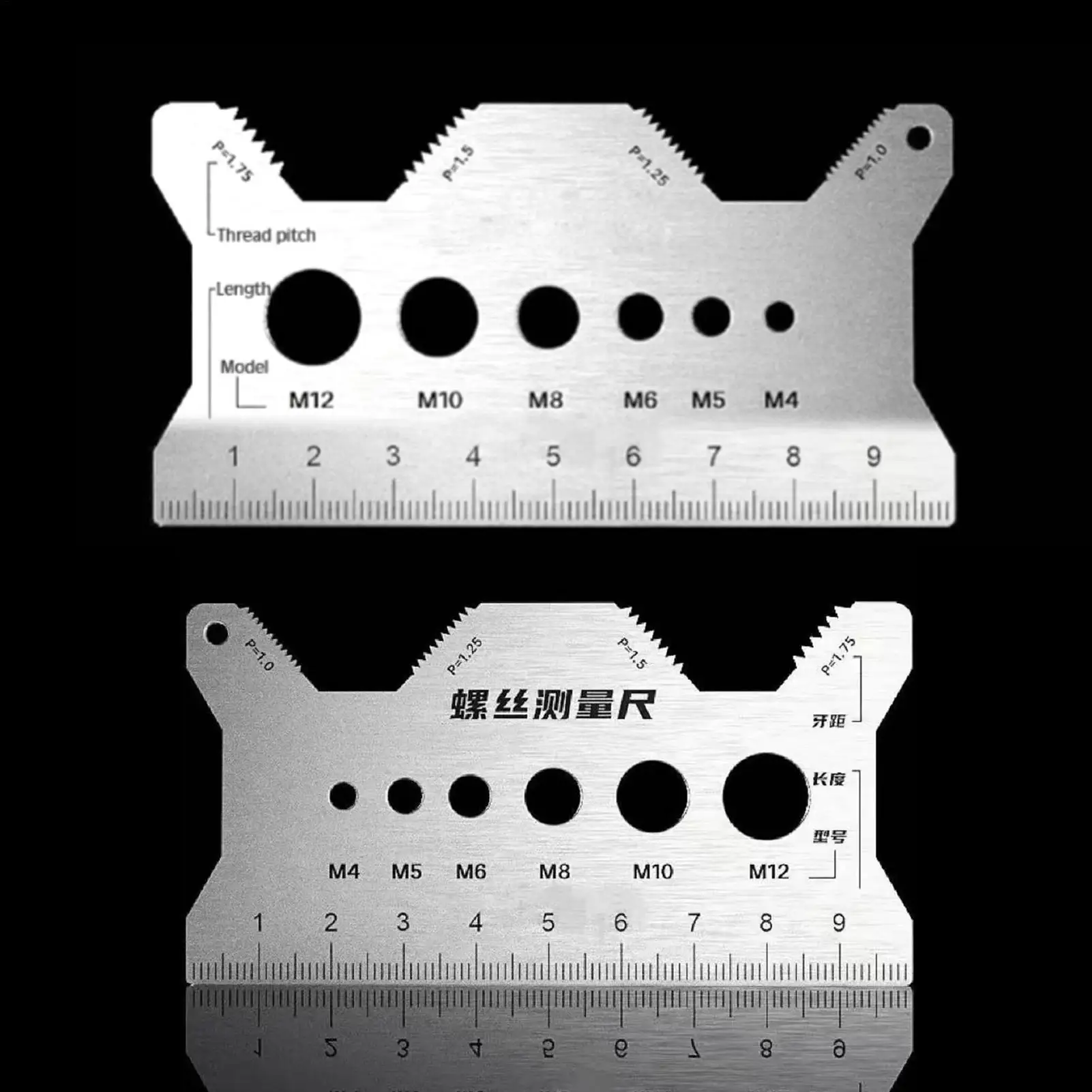 Screw Gauge Sizing Tool Easy Read Portable Measuring Tool Bolt Thread Pitch Measuring Gauge for Mechanics Engineers Metalworking