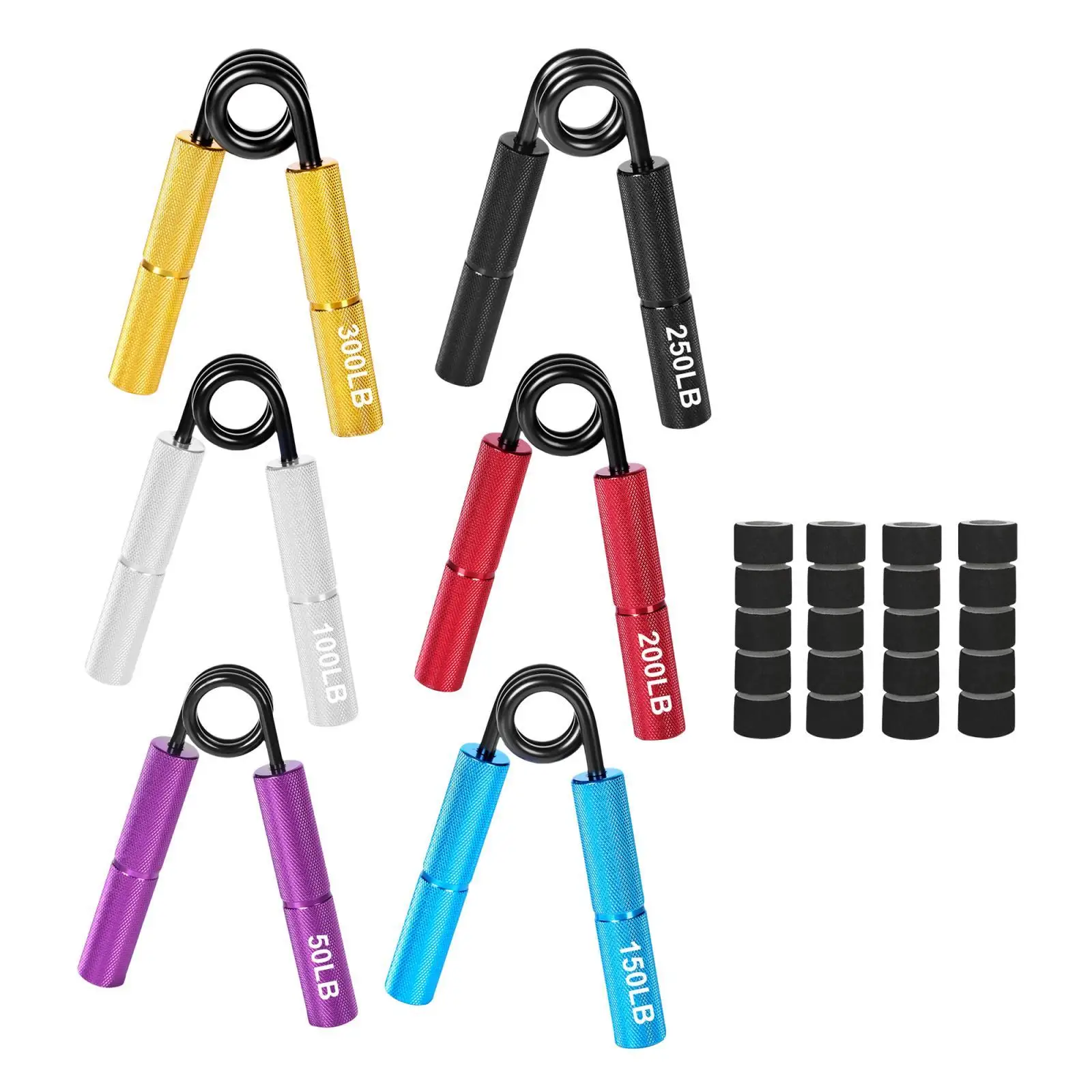 6Pcs Hand Grip Strengthener Exercise Fitness Manual Hand Exerciser Grip Strength for Gym Seniors Guitar Exercising