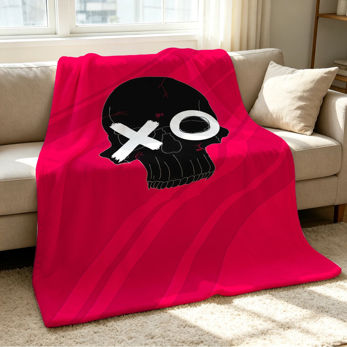 Skull Mark Blanket Soft Cozy Throw for Sofa Bed Festive Holiday Decor Gift for Kids and Adults,Lightweight and Warm