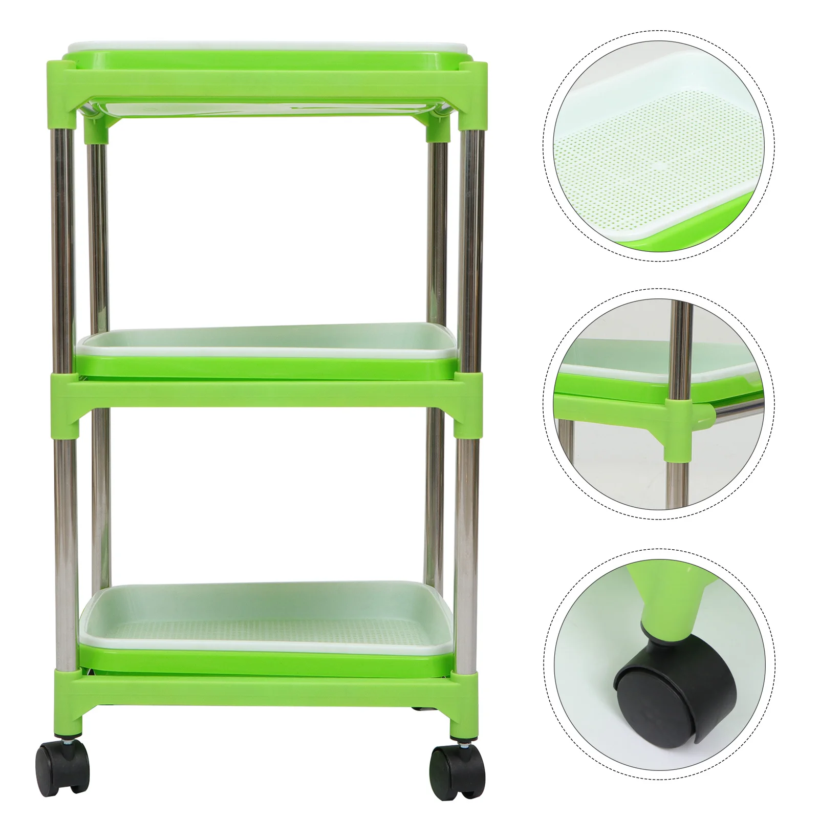 1Set 3 Level Seed Sprouter Tray with Metal Stand Strong Connectors Smooth Rolling Casters Quick Install Grow