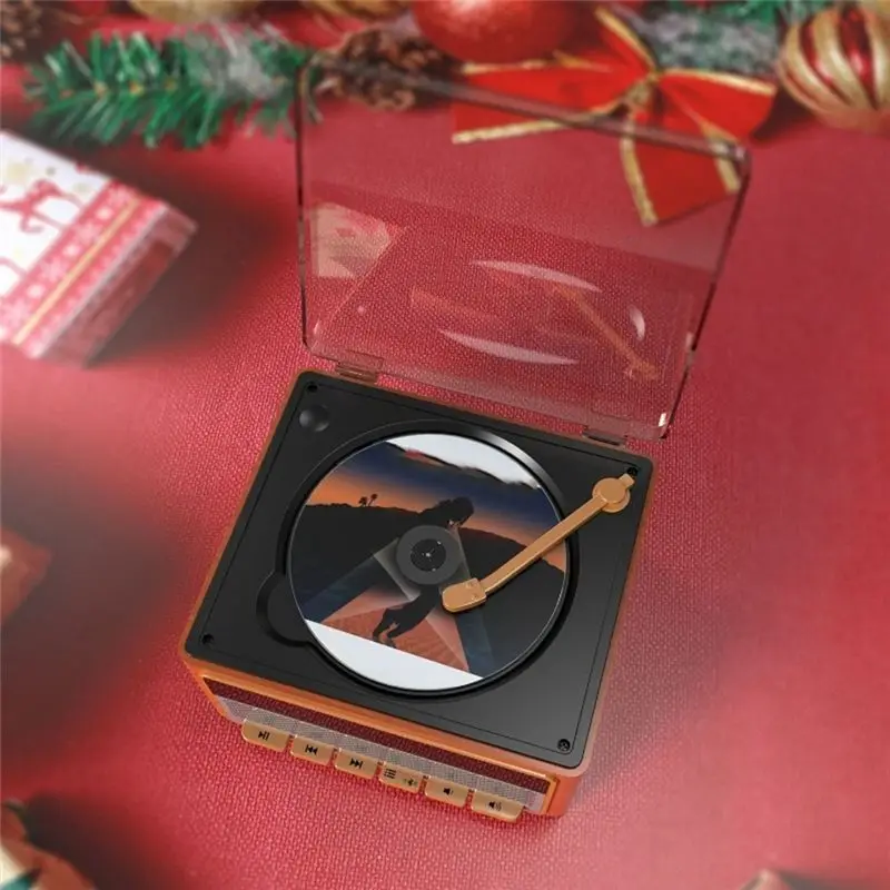 Exquisite-Portable Music CD Player Bluetooth Speaker Retro Design Album Audio Birthday Player