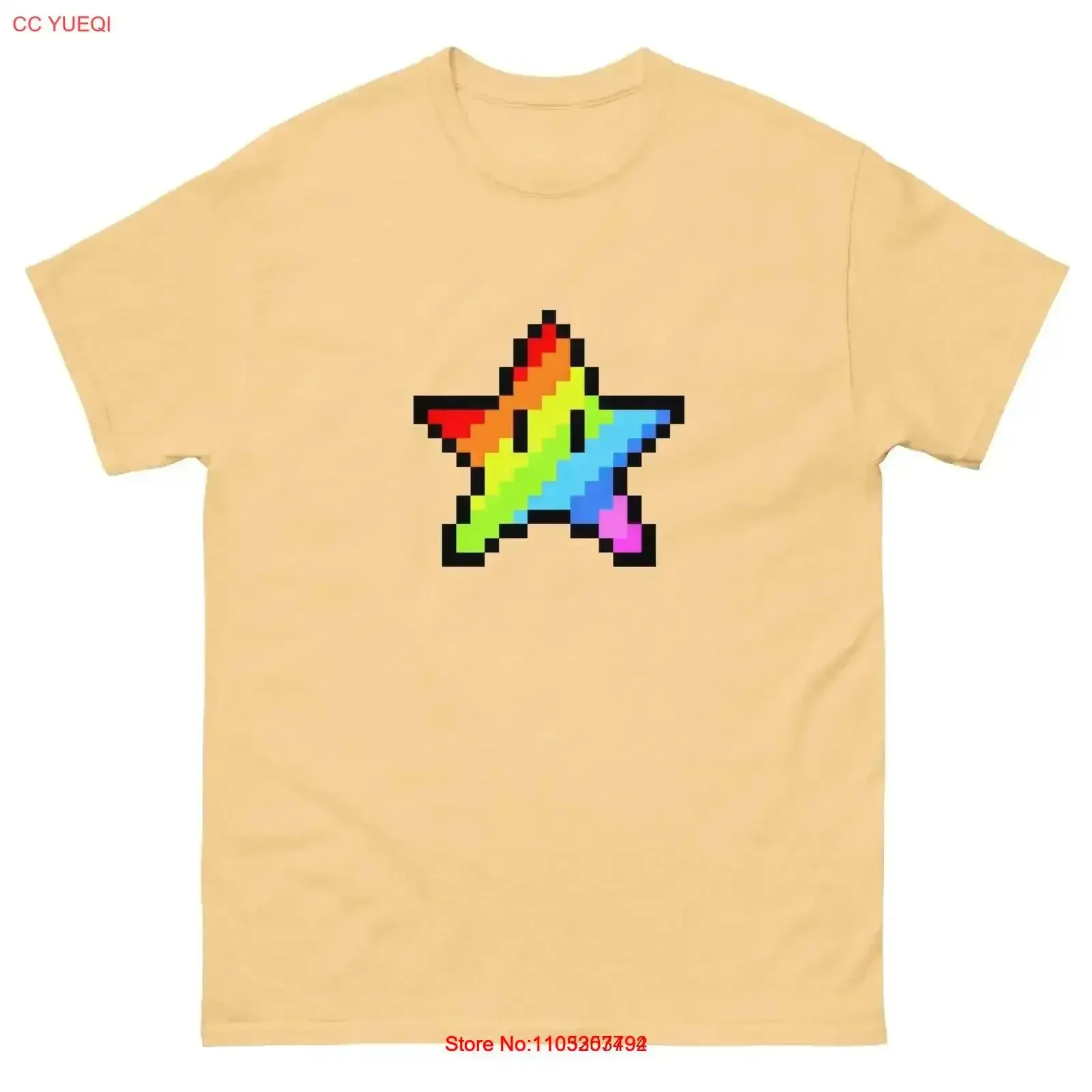 Pixel Art Rainbow Star LGBTQ T Shirt All Sizes Multiple Colors vintage Washed Stretched Slightly streetwear Versatile graphic