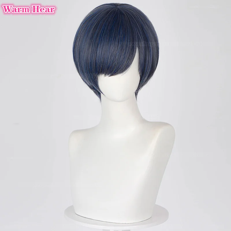 Anime Synthetic Short Ciel Phantomhive Cosplay Wig 30cm/75cm Blue Grey Wigs And Mask Heat Resistant Hair Kuroshitsuji Wigs Props